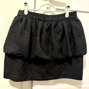Zara Black Jacquard High Waisted Mini Peplum Skirt Size Large